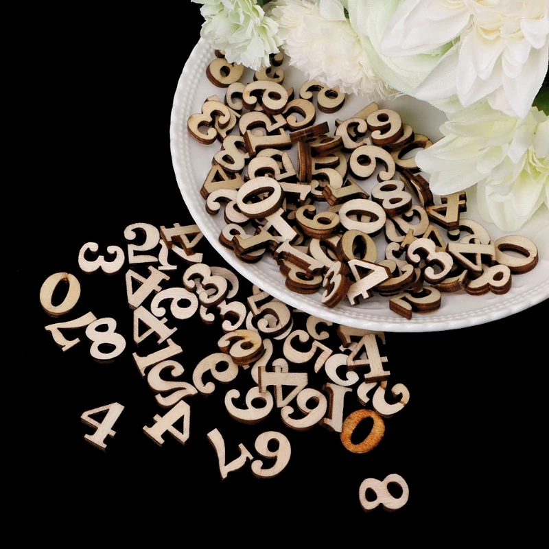 

100Pcs Wooden 0-9 Numbers Embellishments 15mm Scrapbooking Card Making Craft DIY 652A