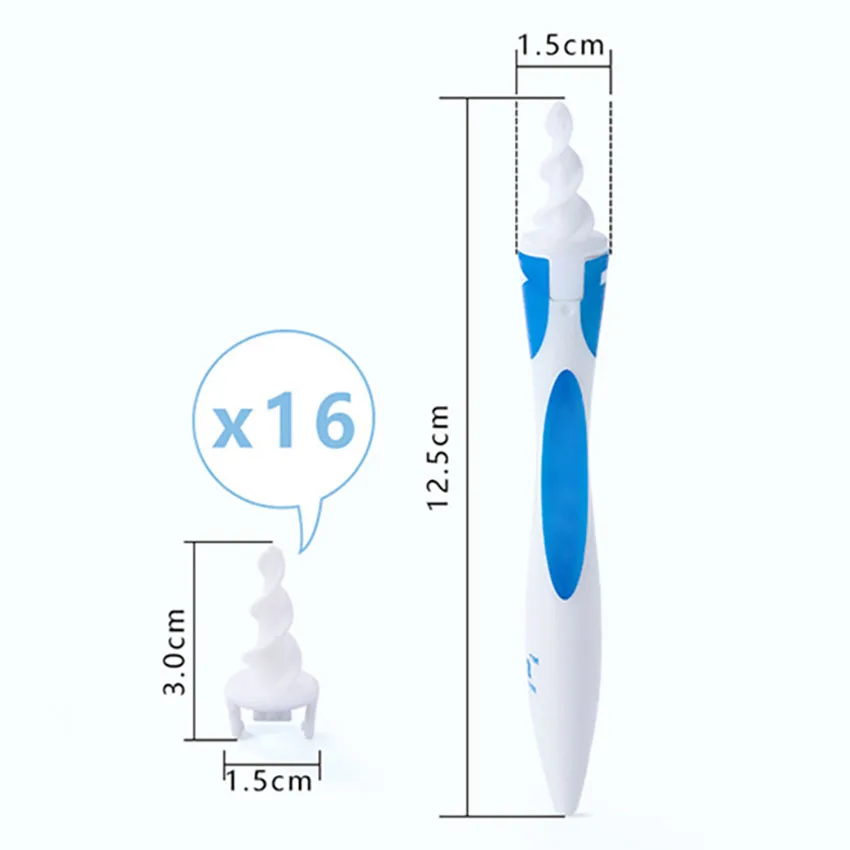 

Soft Spiral Earpick Spooon 360 Degree Ear Cleaner With 16 Replacement Heads Ear Wax Cotton Swabs Remover Cleaning Tools