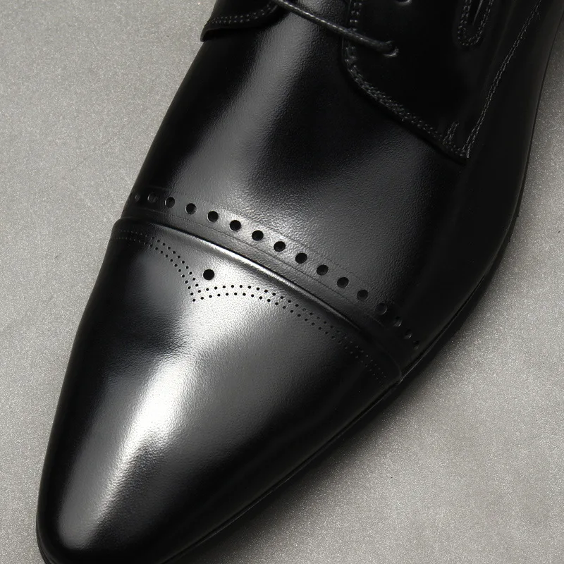 

Black Brown Mens Party Shoes Formal Oxfords Genuine Leather Shoes Fashion Pointed Toe Formal Business Male Wedding Dress Shoes