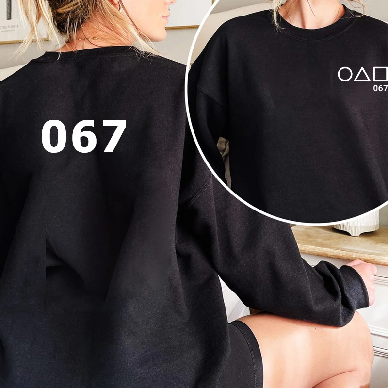 

the game of squid crewneck sweatshirt women men korean style Squid Game 067 Circle Triangle Square hoodie Kdrama female clothing