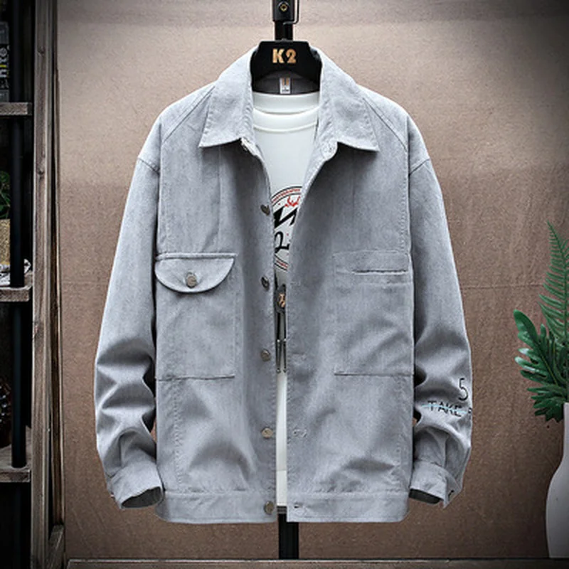 

2021 Autumn New Men's Jacket Corduroy Lapel Jacket Men's Trend Retro Casual Warmth
