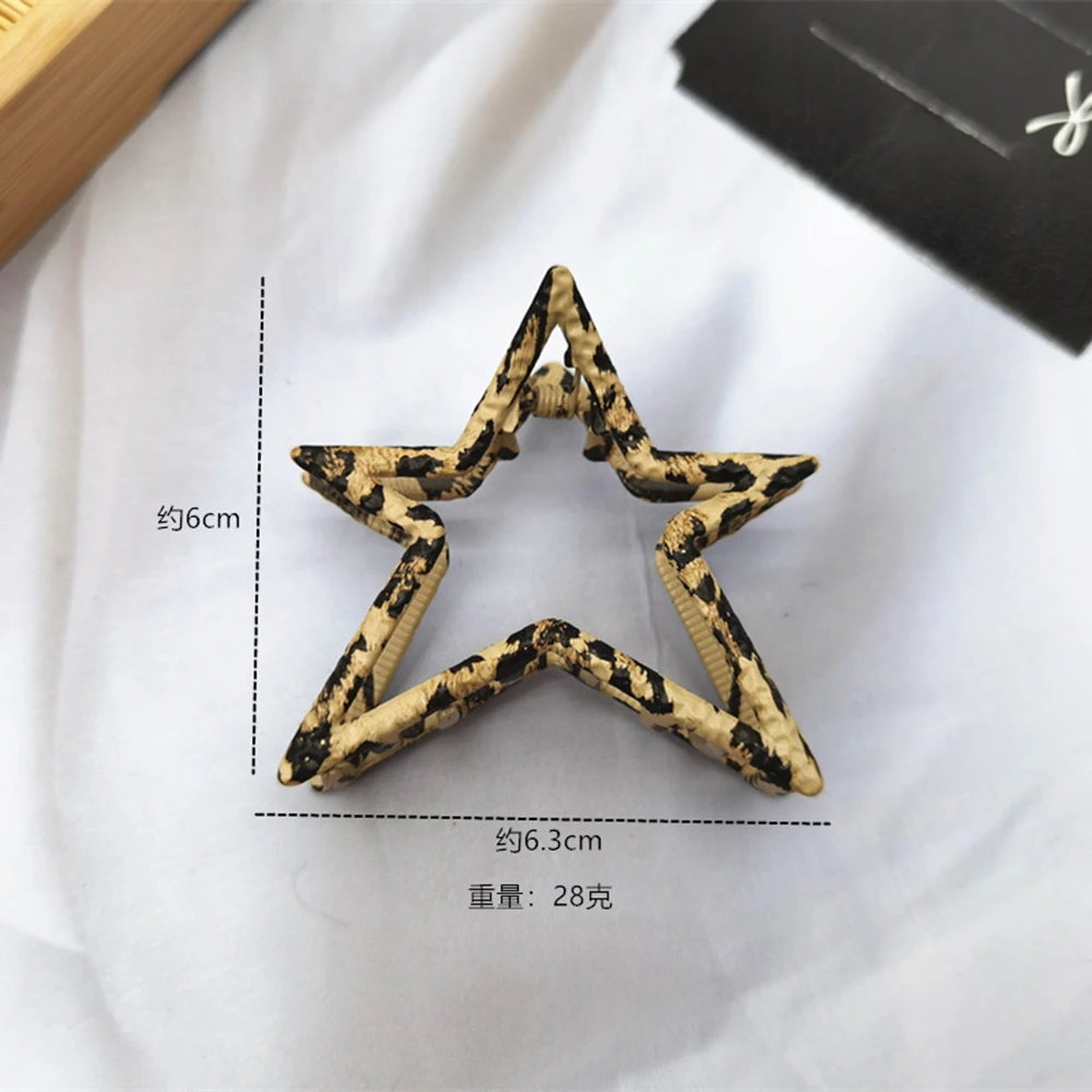 

Girls Leopard Hair Claw Clamps Metal Hair Crab Hair Claws Clip Solid Color Hairpin Large Size Hair Accessories Metal Hair Claw
