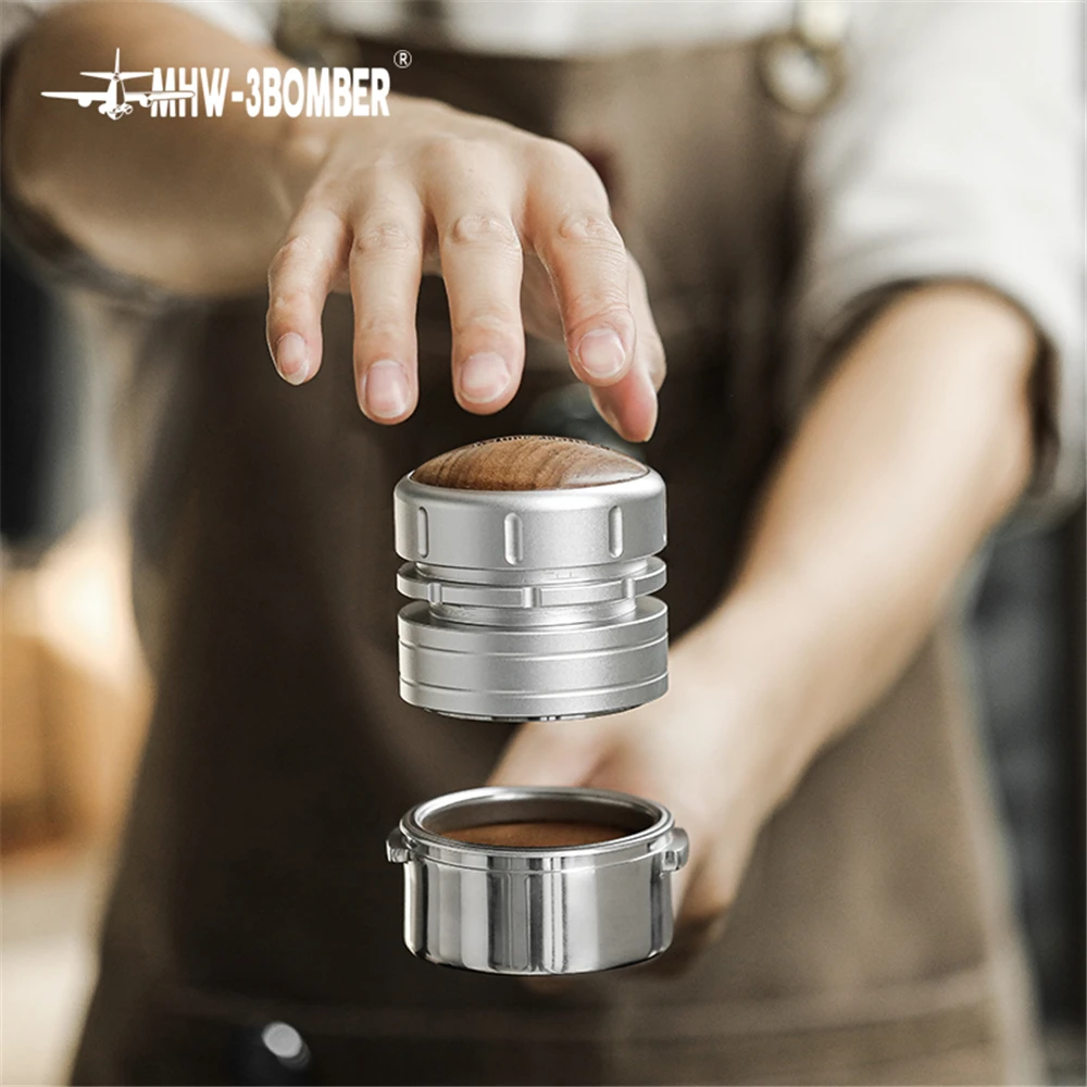 51/58.35mm Stainless Steel Adjustable Height Pressure Coffee Tamper Powder Hammer Espresso Tamper Flat Base Coffee Accessorie