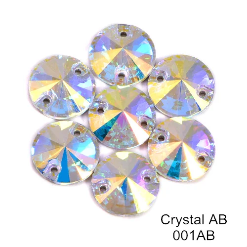 Crystal AB AAAAA качество стразы круглые пришитые стразы стеклянные стразы круглое шитье риволи стразы Украшения для свадебного платья B3407 - Цвет: Crystal AB