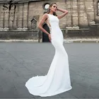 Атласное свадебное платье с юбкой-годе, сексуальное кружевное винтажное свадебное платье с открытой спиной и аппликацией, муслиновые свадебные платья