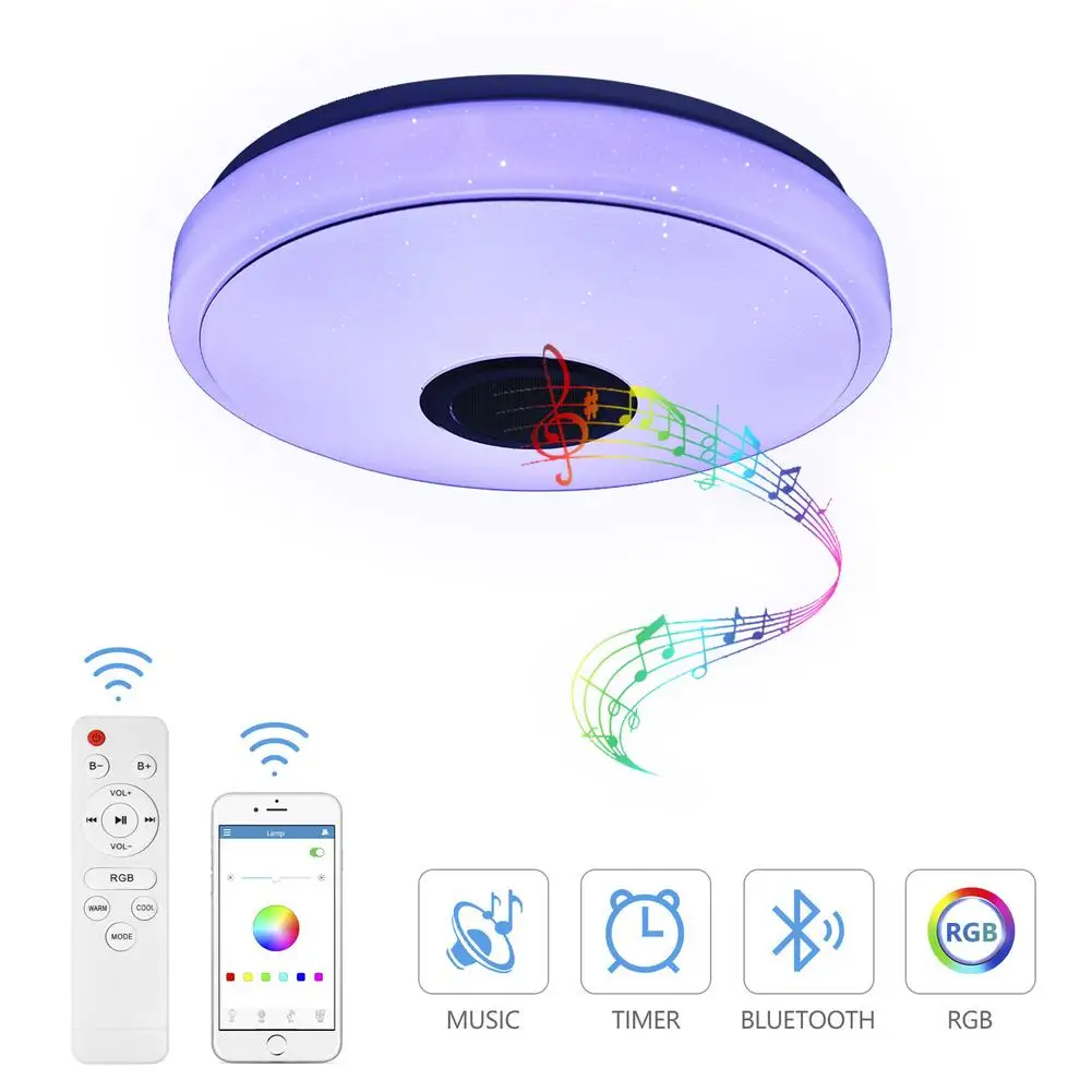 

220V 36W Smart Ceiling Light Remote Control Bluetooth APP Control W/WW+RGB Color Change For Bedroom Smart Lamp