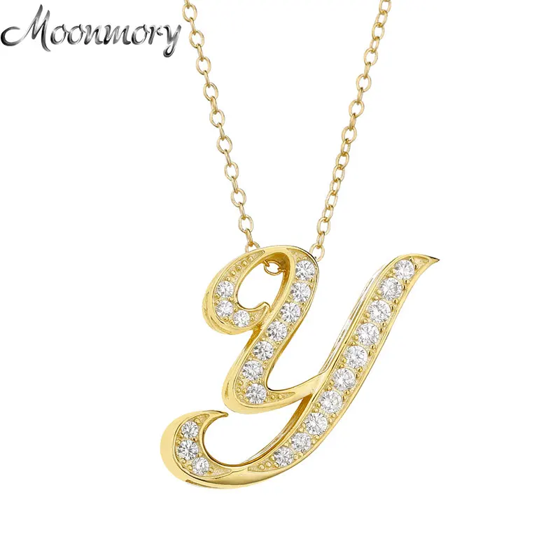 Moonmory 2018 Европейский Bijoux Femme серебро 925 пробы золотой цвет буквы Y W кулон ожерелье