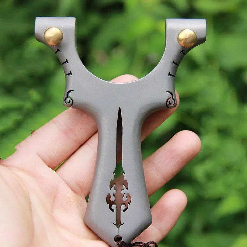 

High quality TC21 titanium alloy catapult flat rubber band fast pressing precision catapult outdoor shooting catapult
