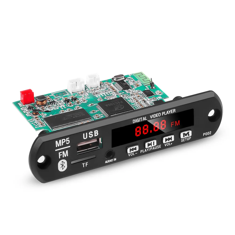 MP5 плеер Bluetooth 5 в 12 В декодер USB TF MP3 WAV без потерь Diy автомобильный комплект Видео