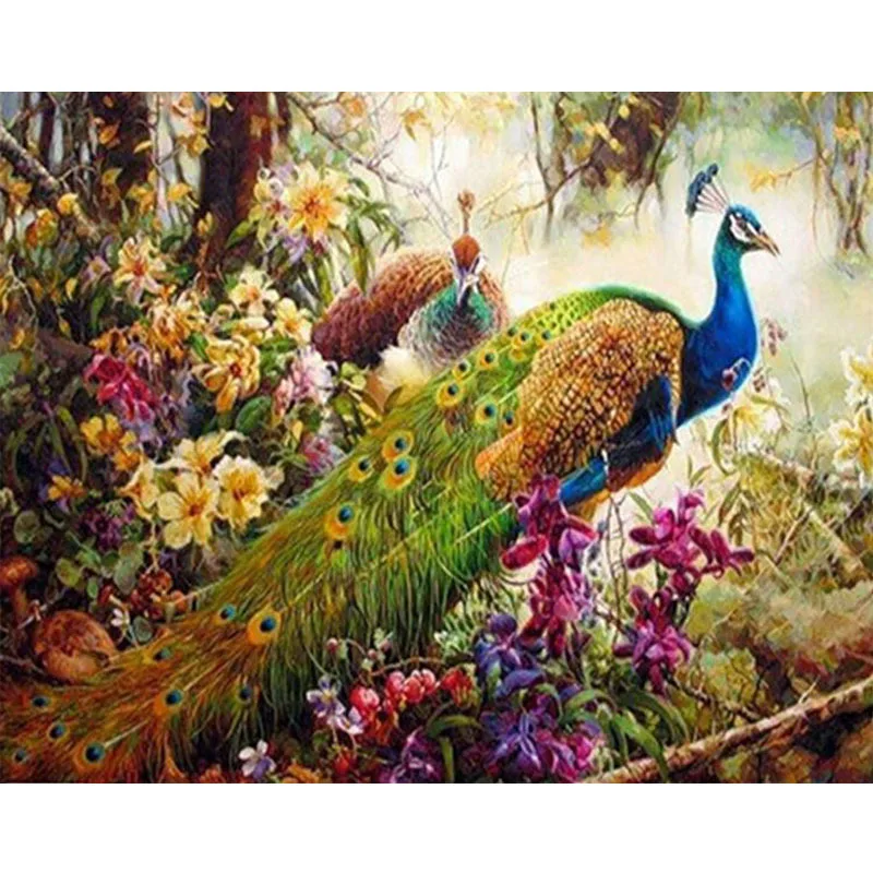 

Diamond Painting Kits, 5D DIY Full Diamond Embroidery, Round/Square Diamond Inlaid Mosaic, Peacock Art House Decoration