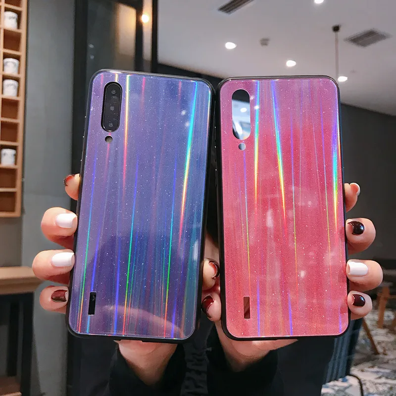 Redmi Note 7 роскошный блестящий чехол для телефона с лазерным стеклом Xiaomi mi8 8SE mi9 9SE CC9