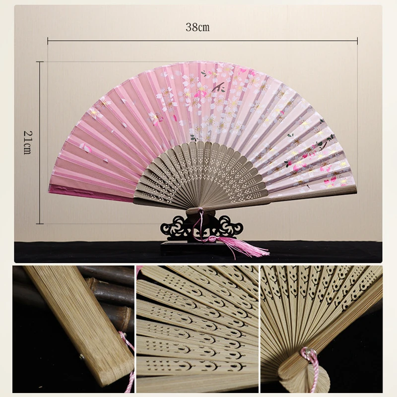 

Chinese Style Dance Wedding Party Silk Folding Hand Fan Vintage Silk Folding Fan Women Photo Prop Tool Art Craft Home Decoration