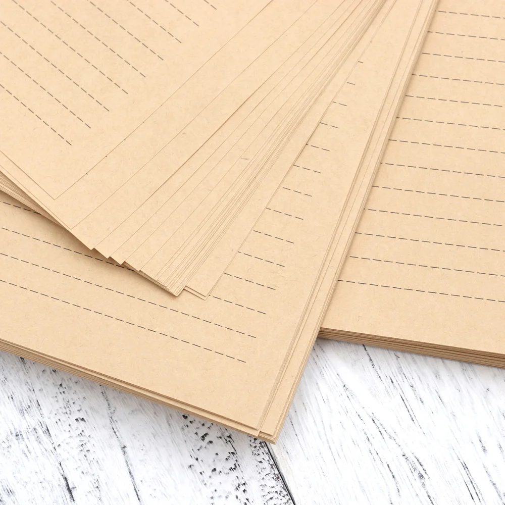 

100 Sheets A5 Vintage Blank Kraft Letter Paper Retro Writing Paper