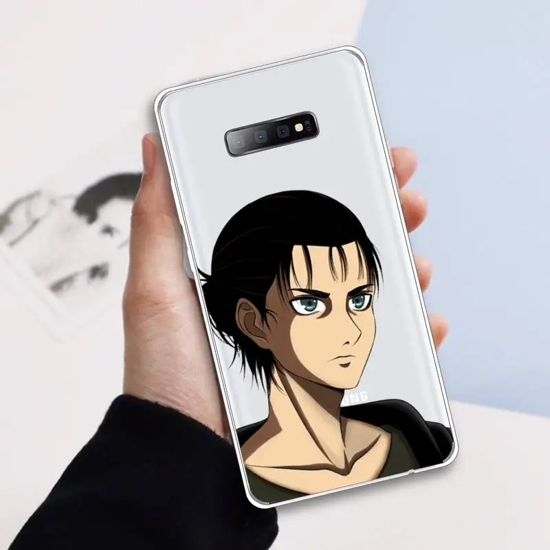 

Attack on titan Eren Jaeger anime Phone Case Transparent For Samsung Galaxy A 71 21s S note 8 9 10 plus 20 ultra