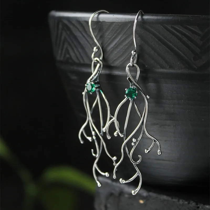 

Silver color earrings Twigs Botanical jewelry Elven earrings Nature style