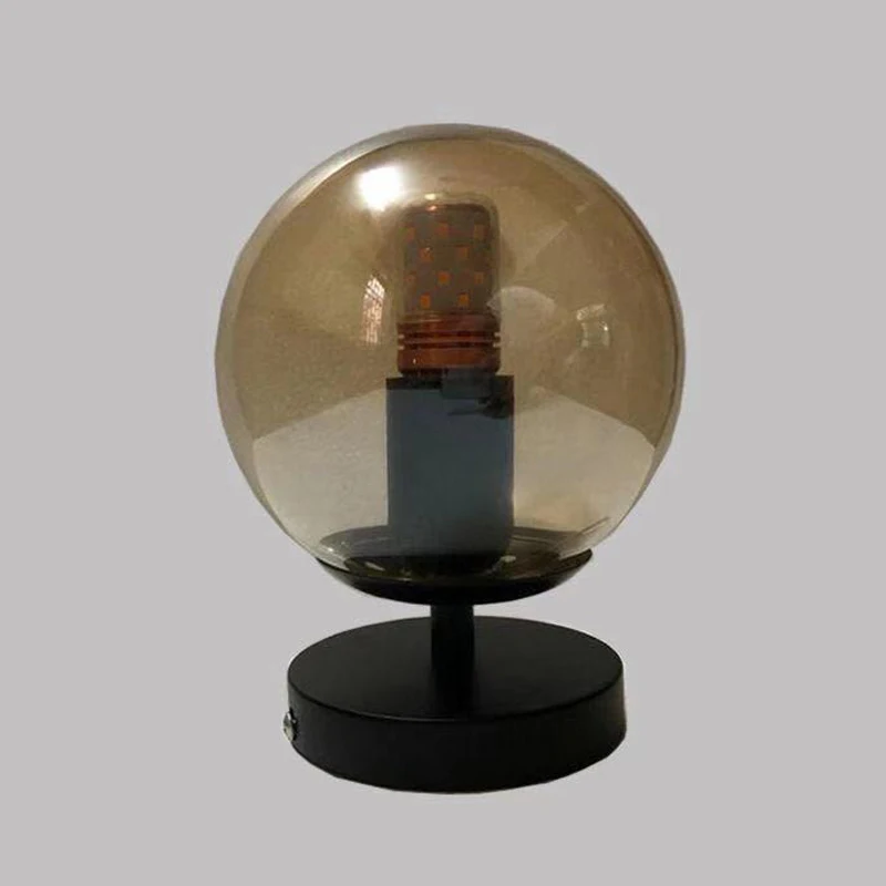 Creative Ball Style Glass Wall Lamp Retro Black Single Double Heads Iron E27 Light For Bedroom Restaurant Bar Hotel Cafe | Лампы и