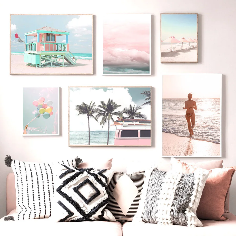 Fresh Seascape Wall Art Canvas Painting Car Beach Nordic Posters And Prints Pictures For Living Room Decoration Home | Дом и сад