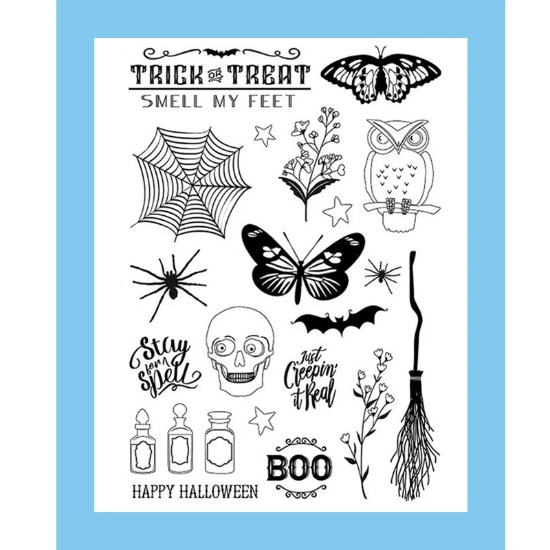 Прозрачные штампы для скрапбукинга изготовления открыток альбомов на Хэллоуин |