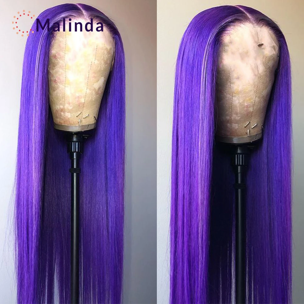 

Violet Purple Straight Lace Front Wig For Black Women 13x6 Part Colored Human Hair Wigs Pre Plucked With Baby Hair Brazilian
