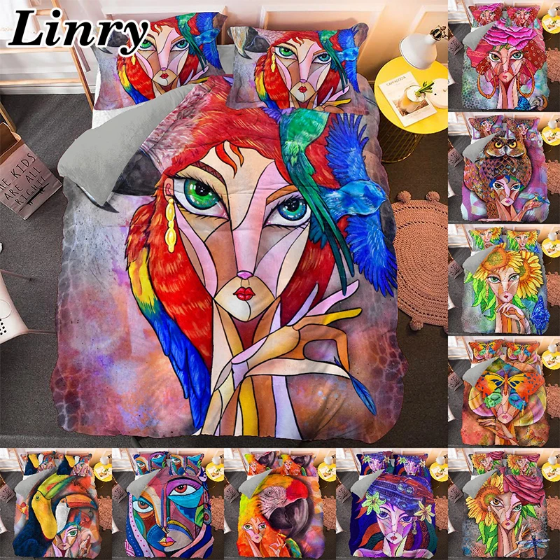 

Colorful Artistic portrait Pattern Duvet Cover Set Bedding Set King Queen Full Twin Size Bed Set Luxury 2/3PCS Home Textile