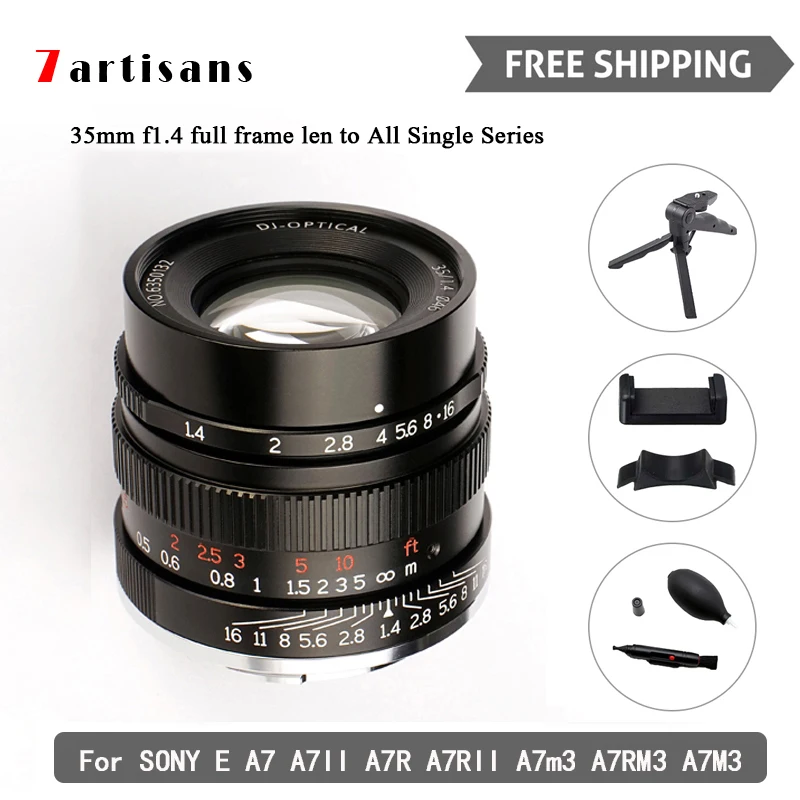 7artisans 35 мм F1.4 полнокадровые Камеры Len для всех отдельных серий SONY E Mount A7 A7II A7R A7RII A7m3