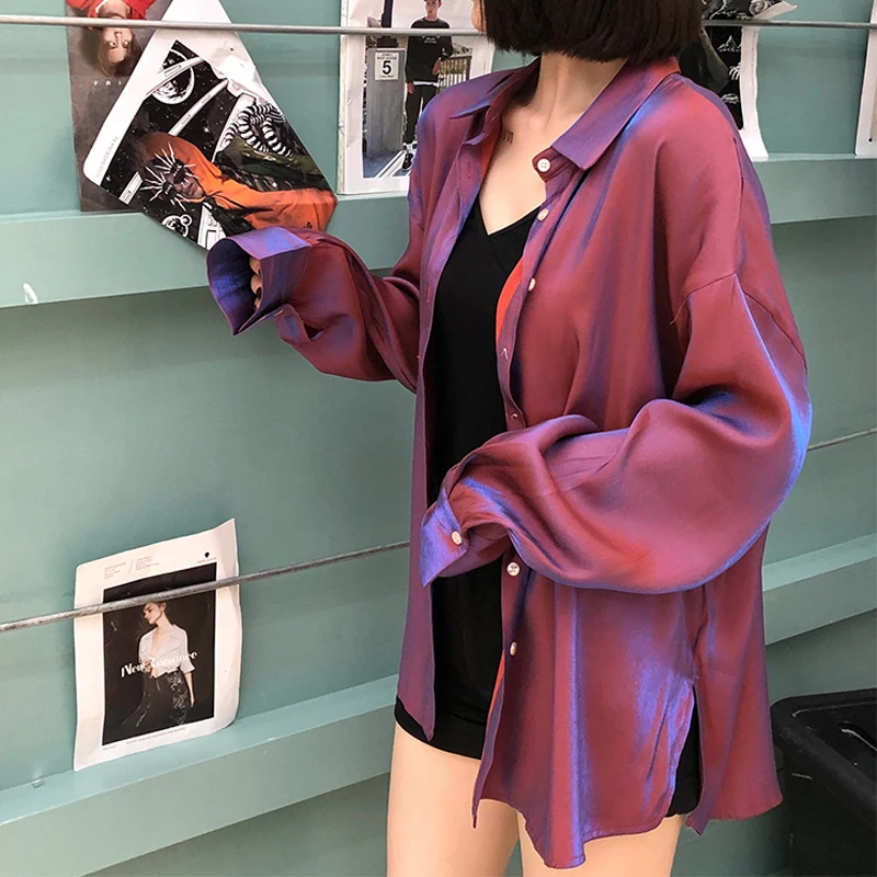 Блузка женская Светоотражающая с длинным рукавом осень 2021 | Женская одежда