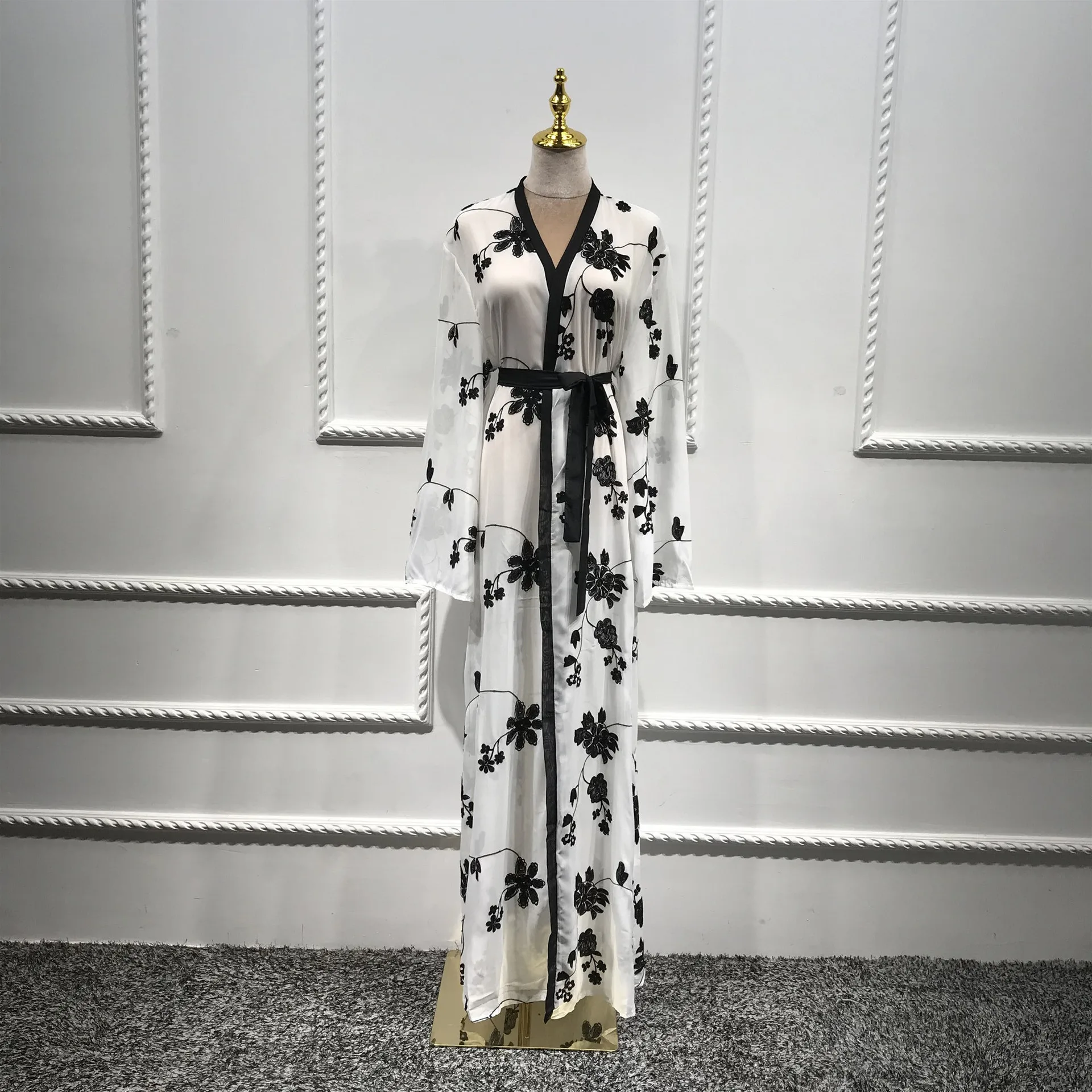 Женский кафтан Caftan с цветочным принтом мусульманская одежда халат мусульманский