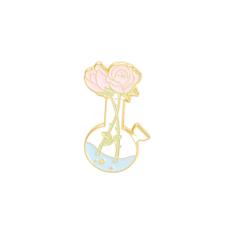 

Cute Badge Flower Vase Women Brooches Enamel Pins Fashion Jewelry Bag Test Tube Plant Sweater Backpack Denim Jacket Shirt