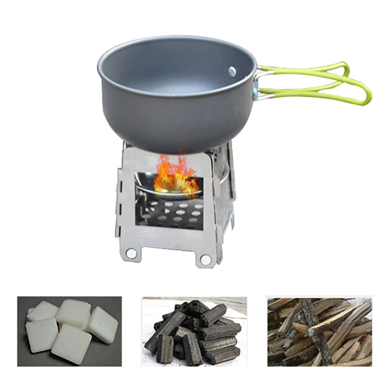 

Outdoor Camping Herd Mini Outdoor Brennholz Herd Kochen Picnic Stove Tragbare Ultraleicht Klapp Holz Herd Charcoal Alcohol Stove