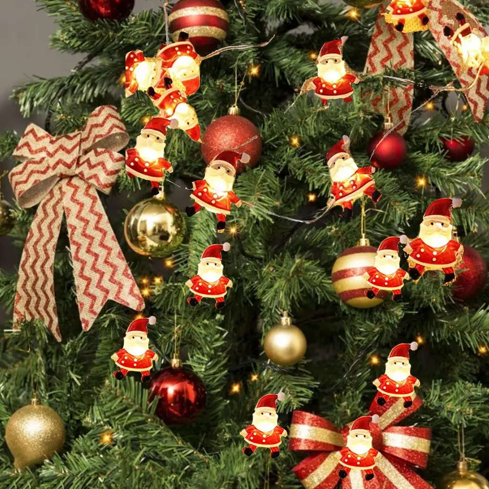 

Led 2m String Lights Santa Claus And Snowman Christmas Tree Small Crutch Indoor Home Christmas Decoration Light String