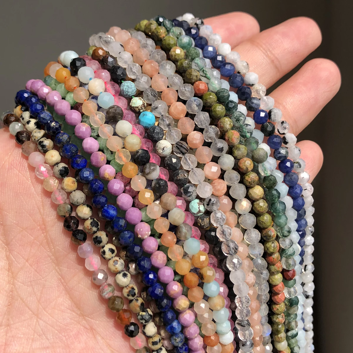 Натуральный граненый камень лабрадорит турмалин каменные бусины круглые