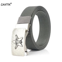 cantik unique cattle head star automatic buckle quality nylon belts men fashion canvas belt accessories 3 5cm width cbca251