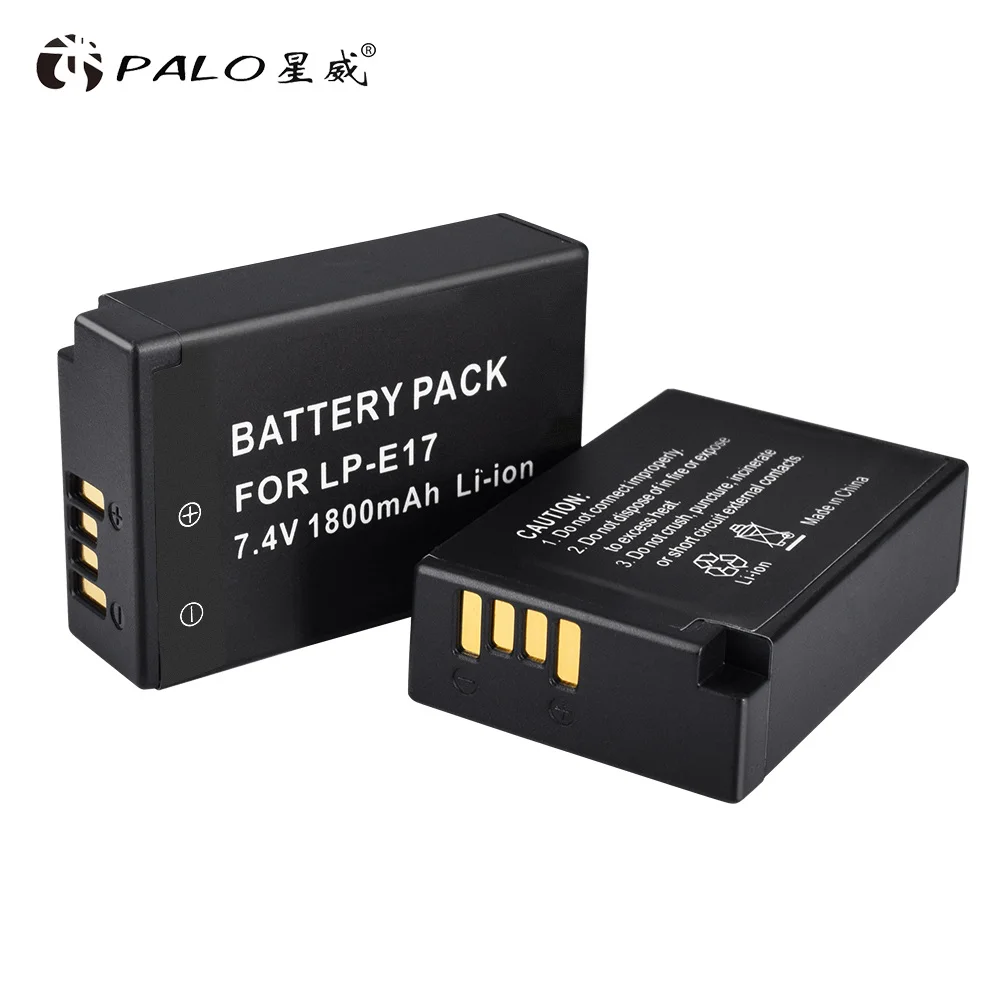 2pcs battery PALO 2 шт. LPE17 LP E17 LP-E17 Батарея+ ЖК-дисплей USB Dual Зарядное устройство для цифровой однообъективной зеркальной камеры Canon EOS 200D M3 M6 750D 760D T6i T6s 800D 8000D поцелуй X8i камеры - Цвет: 2pcs battery