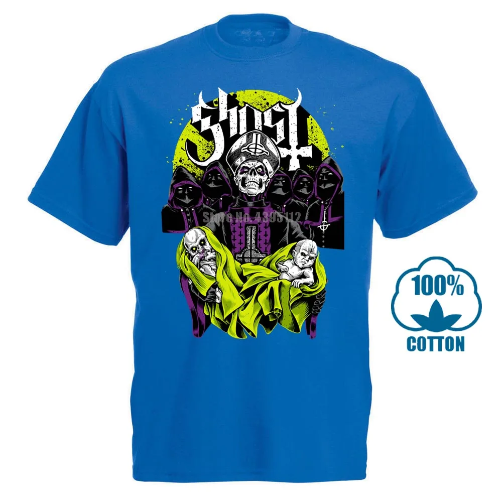 Синий Ghost Bc Papa Emeritus рок группа Черная Футболка размер S M L XL 2XL 3XL - Цвет: Синий