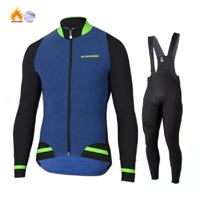 Зимняя Теплая Флисовая качественная одежда Etxeondo для велоспорта длинный комплект