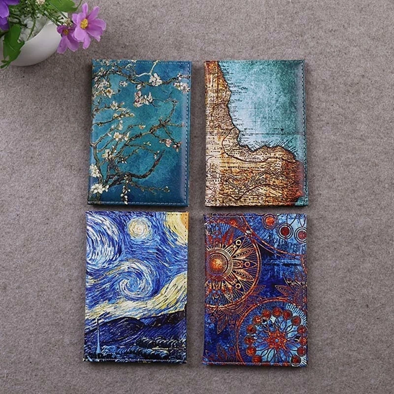 

Starry Sky Passport Cover Women Men Pu Leather Travel Wallet Color Landscape Passport Holder High Quatity Case for Passports