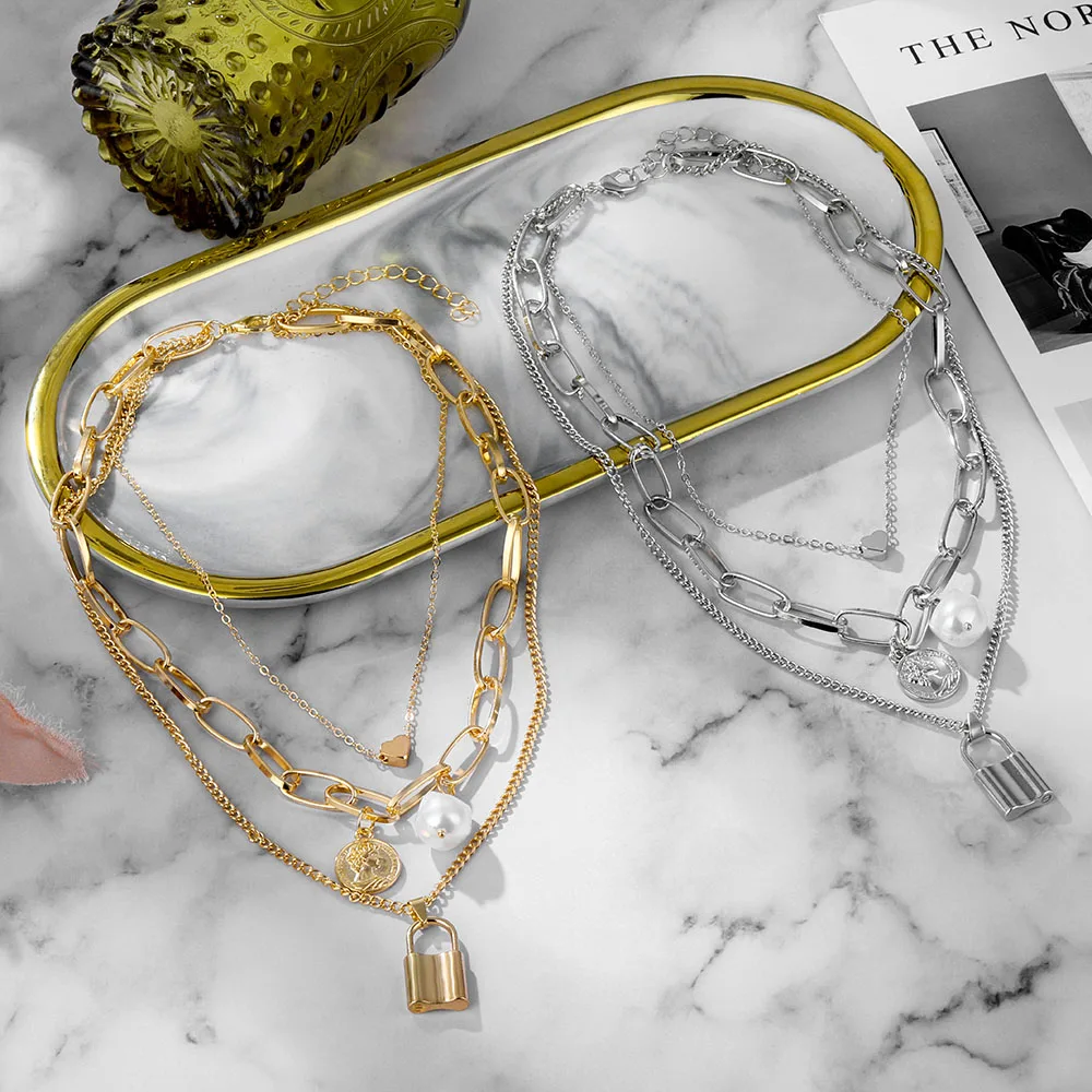 Золотая жемчужная подвеска-монета с портретом женское ретро ожерелье-чокер |