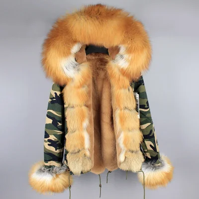26 OFTBUY, парка, зимняя куртка для женщин, большой натуральный Лисий мех, воротник, теплая Толстая парка, верхняя одежда, зимнее пальто, женское меховое пальто - Цвет: 26