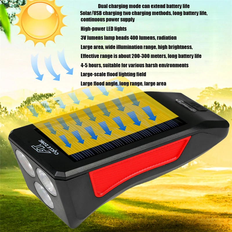 

Bicycle Lights, Solar Headlights, Charging Glare Mountain Bikes, Flashlights, Bicycle Accessories, Cycling Equipment USB