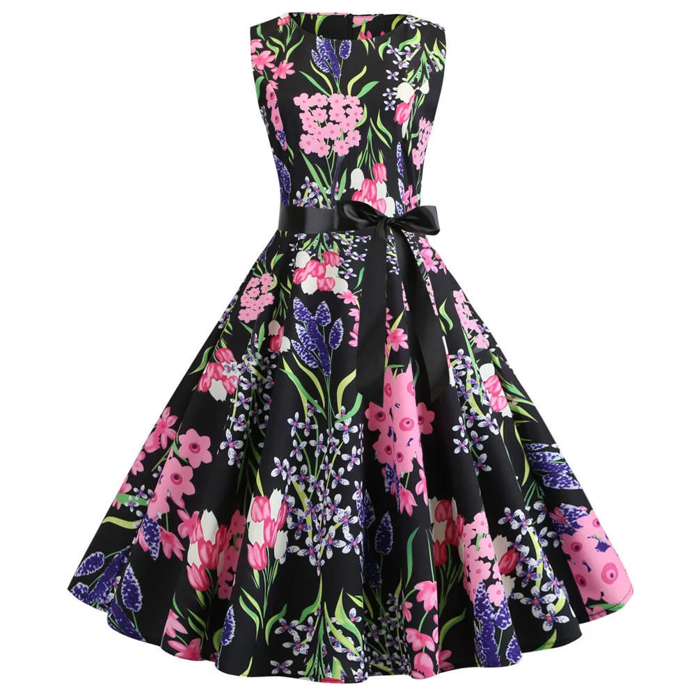 Летнее женское платье без рукавов размера плюс элегантное пляжное миди с поясом