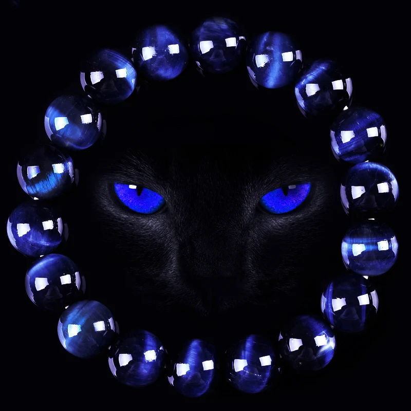 Модные голубые бриллиантовые браслеты AAAAA мужские круглые бусины из