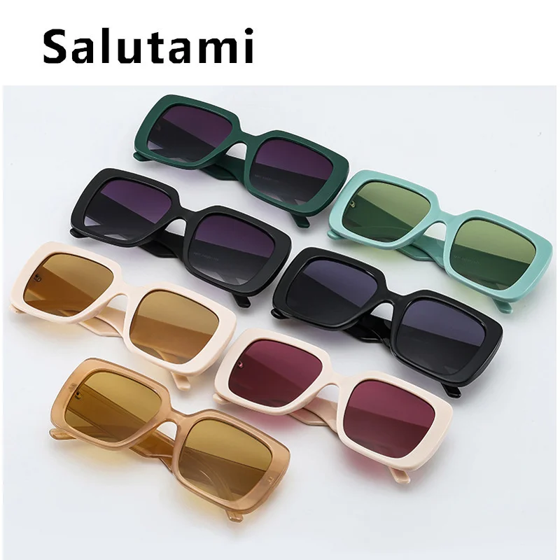 

New Fashion Brand Square Black Beige Sunglasses For Women Vintage Oversized Candy Color Shades Female Ins Hot Elegant Shades