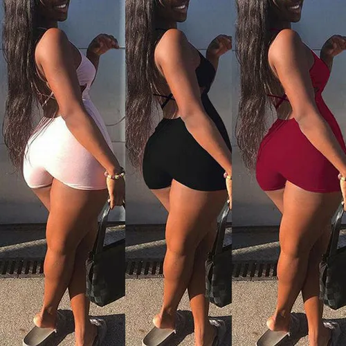 

Women Sports Jumpsuit Tracksuit Yoga Set Gym Fitness Running Outfit Workout Stretch Solid Bodycon Short Romper Backless Jumpsuit
