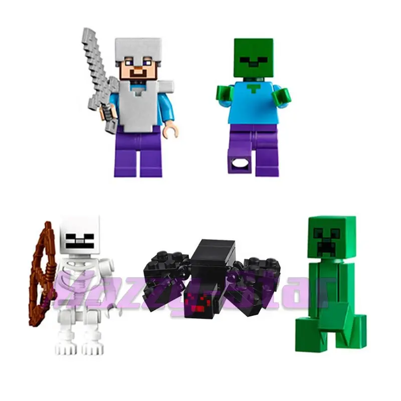 

Big Mine Model Building Blocks Compatible 21118 My World Bricks Sets Toys for Gifts Kids with Steve Zombie Figures