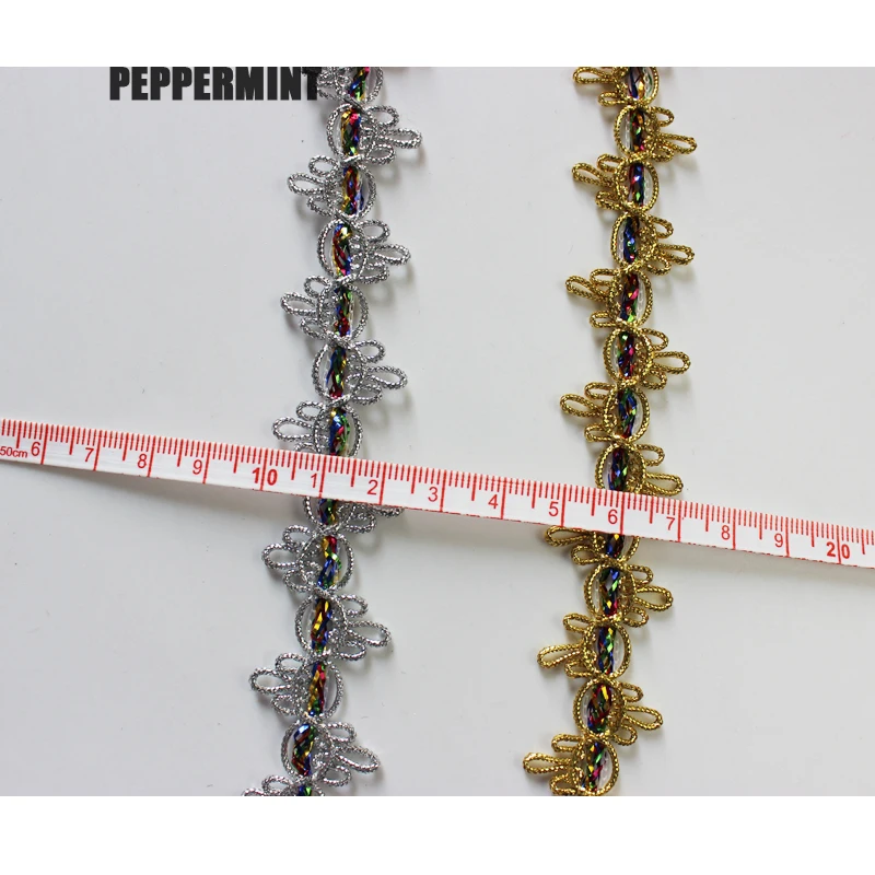 Золотистая тесьма с зигзагом 3 ярдов 20 мм металлическая золотистая плетеная