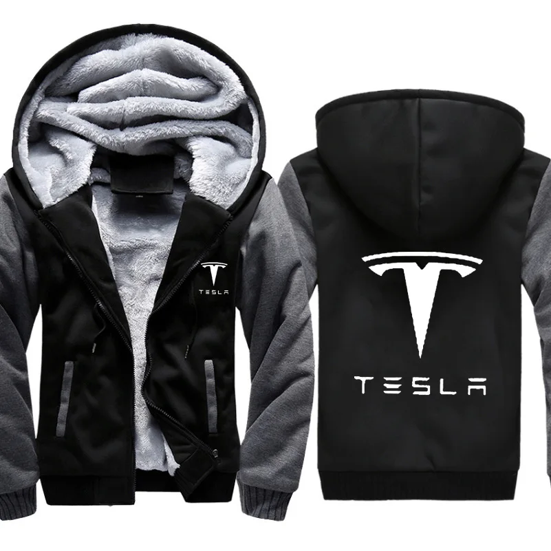 

Hoodies Men Tesla Car Logo Print Jacket Mens Hoodies Winter Thicken Warm Fleece cotton Zipper Camouflage Raglan Mens Coat Jacket