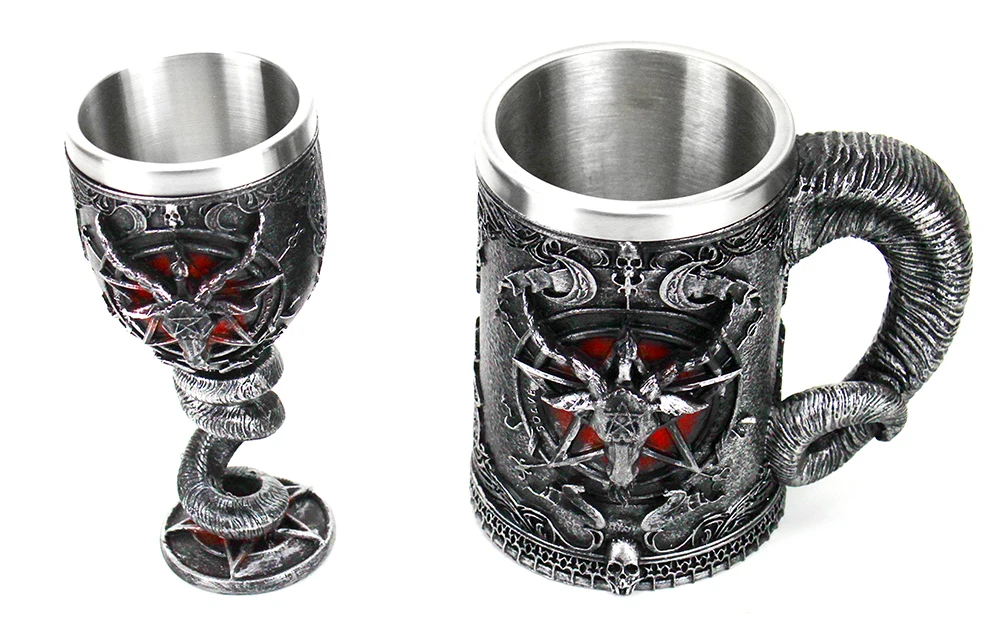 Baphomet Кубок пентаграмма и рога бокал для вина готическое, Викка языческий мистический кружки для кофе пива 600 мл 200 мл мистический Wicca веер подарок