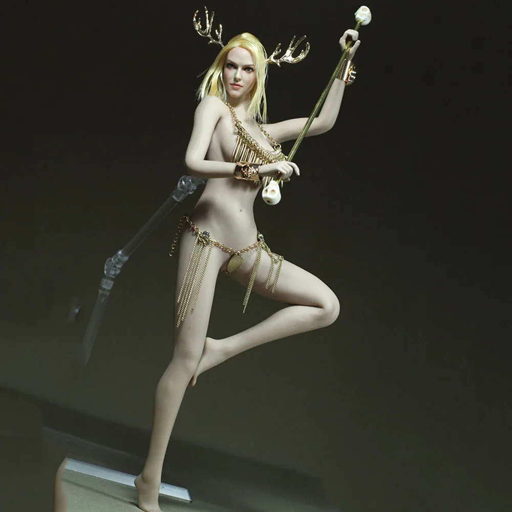 

In Stock 1/6 Scale Golden Antler Metal Corset with Tassel Metal Underpants Set for 12in Action Figure Body Toys