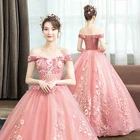 Новое поступление, с милым розовым бантом 16 бальное платье Quinceanera платья бисером и аппликацией; Одежда с короткими рукавами; Vestido De 15 Anos Бальные 2021