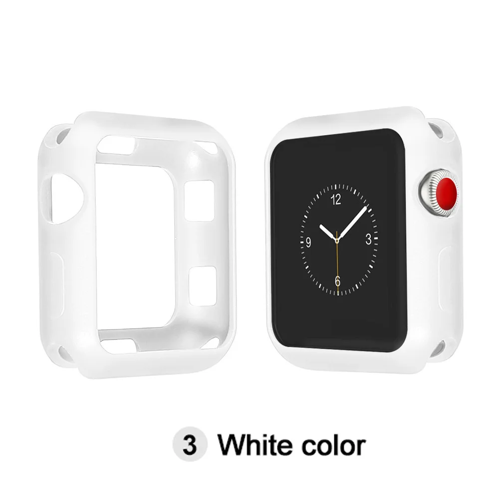Мягкий силиконовый чехол для Apple Watch 3 2 1 42 мм 38 мм полная защитная оболочка для iWatch 4 5 40 мм 44 мм бампер для часов - Цвет: White